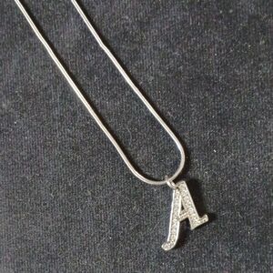 Silver Initial 'A' Pendant Necklace
